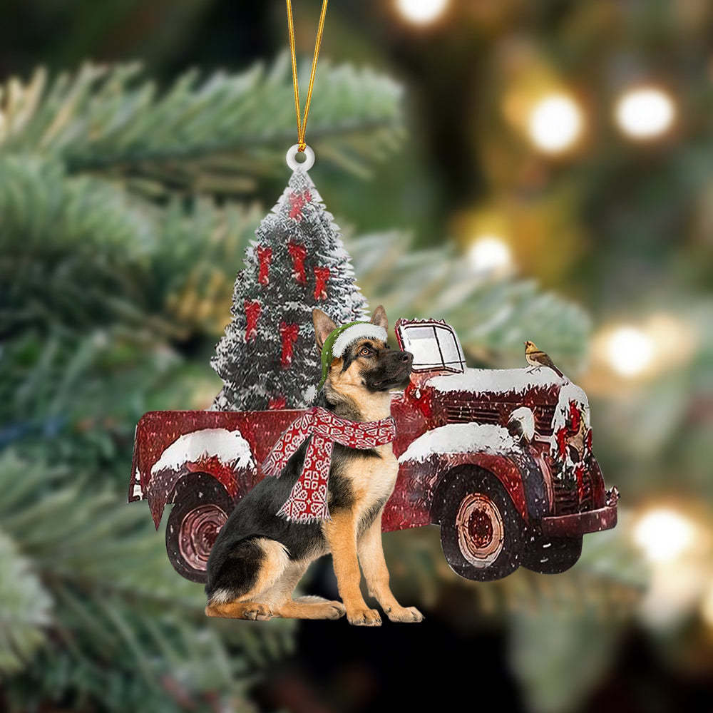 German Shepherd-Christmas Truck Two Sided Ornament