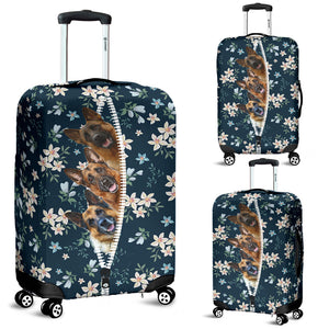 German Shepherd-Flowers-Luggage covers