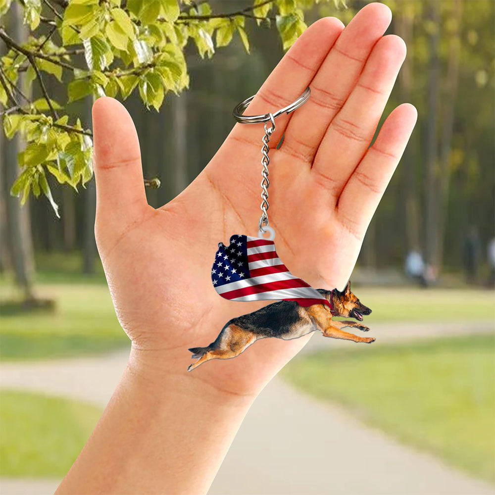 German Shepherd-Happy Independence Day Flat Acrylic Keychain