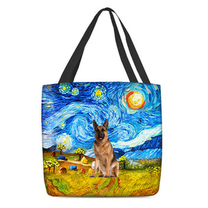 German Shepherd-Oil Painting-Cloth Tote Bag