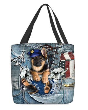 German Shepherd-Ripped Jeans-Cloth Tote Bag