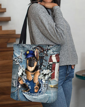 German Shepherd-Ripped Jeans-Cloth Tote Bag