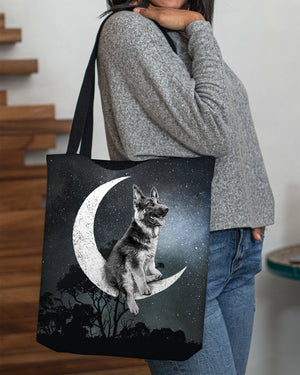 German Shepherd-Sit On The Moon-Cloth Tote Bag