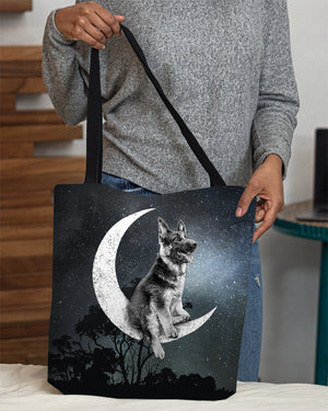 German Shepherd-Sit On The Moon-Cloth Tote Bag