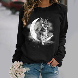 German Shepherd -Sit On The Moon- Premium Sweatshirt