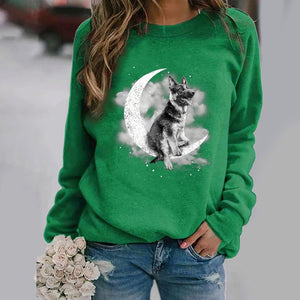 German Shepherd -Sit On The Moon- Premium Sweatshirt