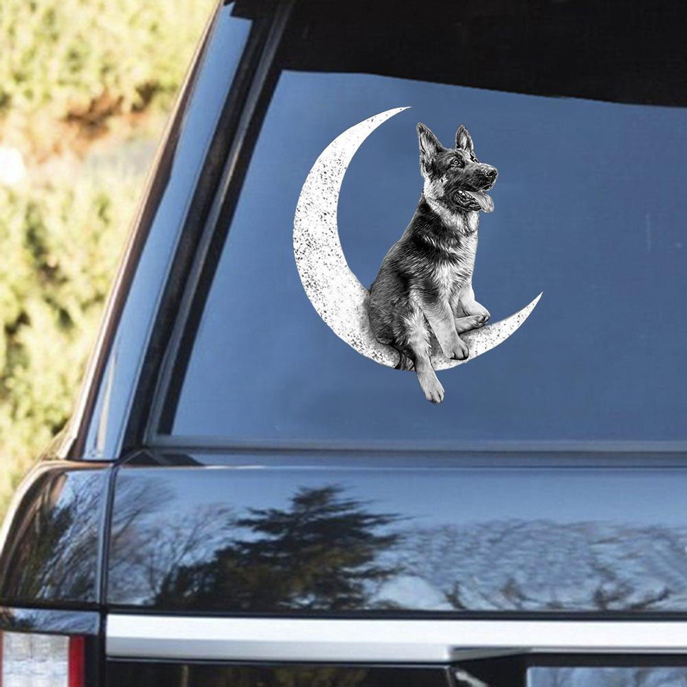 German Shepherd-Sit On The Moon Decal