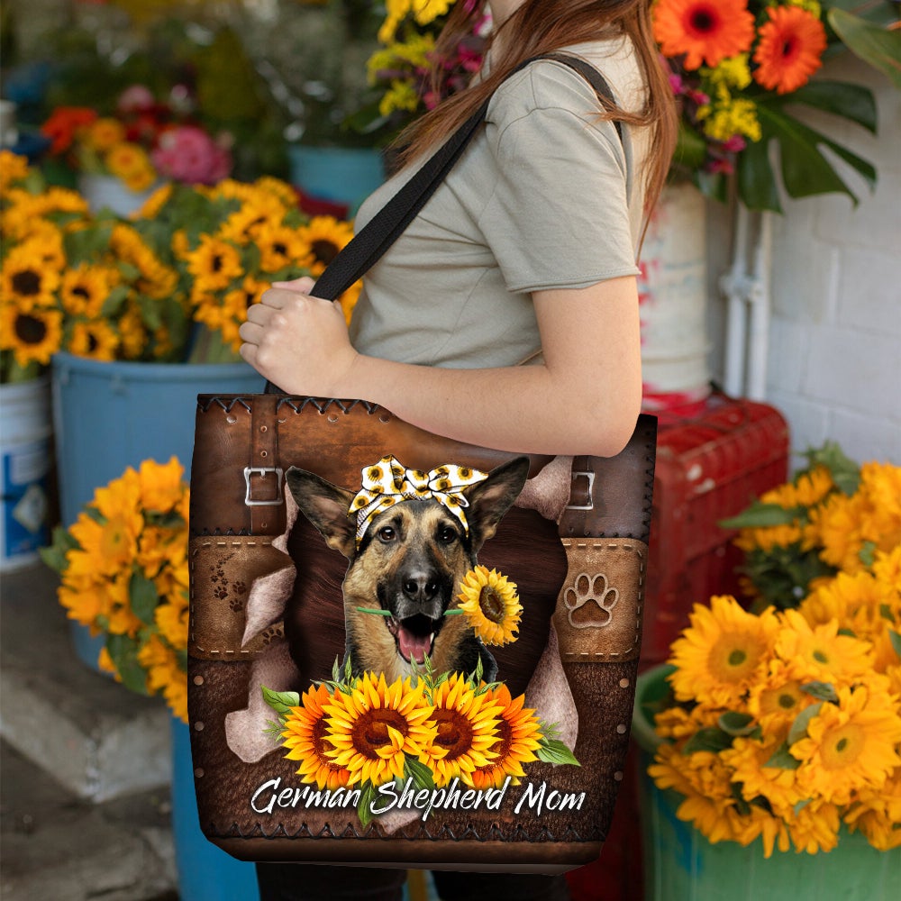 German Shepherd-Sunflower&Dog Mom Cloth Tote Bag