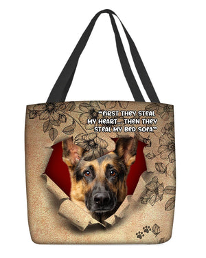 German Shepherd-Torn Cloth Tote Bag