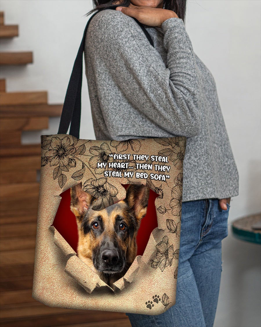 German Shepherd-Torn Cloth Tote Bag