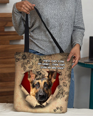 German Shepherd-Torn Cloth Tote Bag