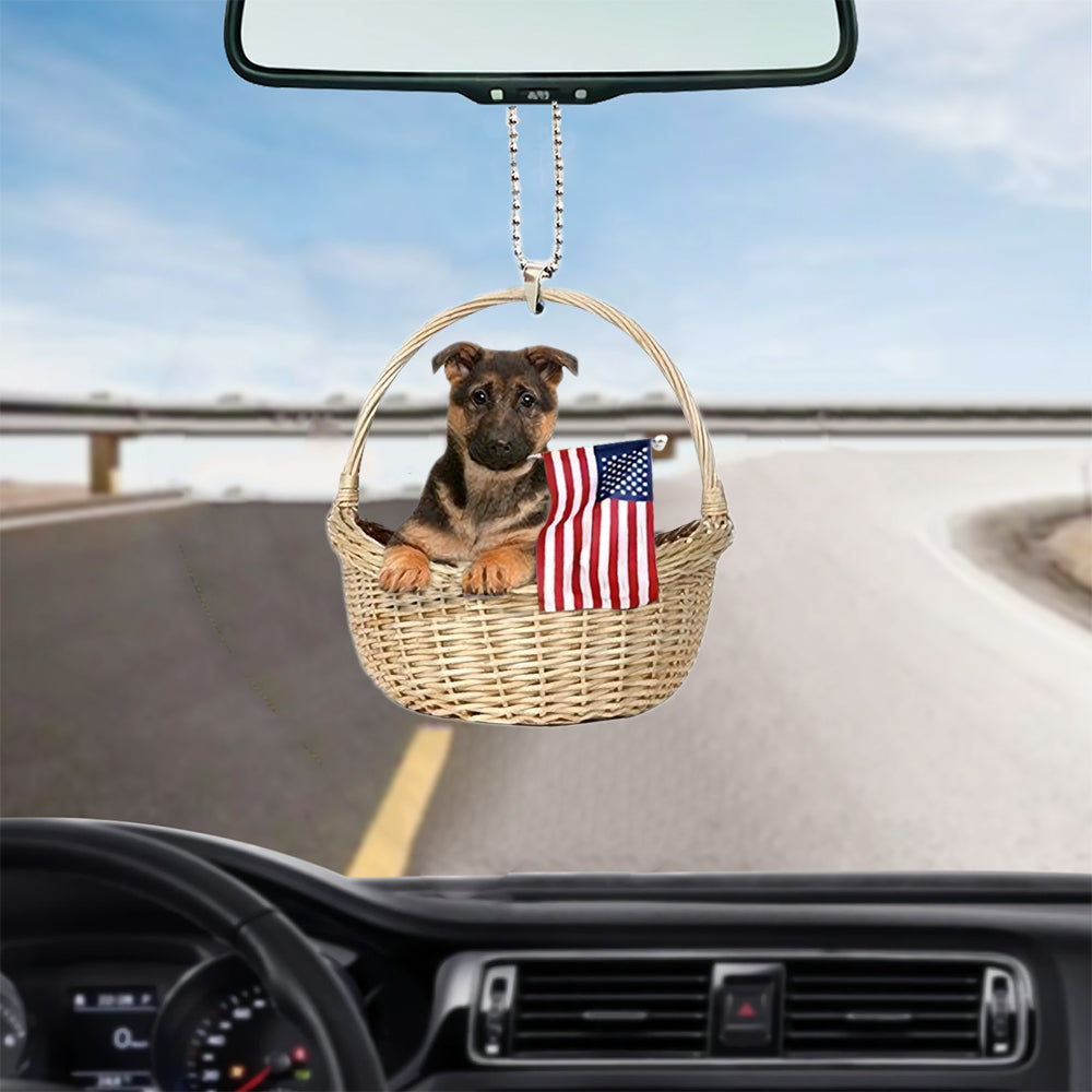 German Shepherd-With American Flag Two Sides Ornament