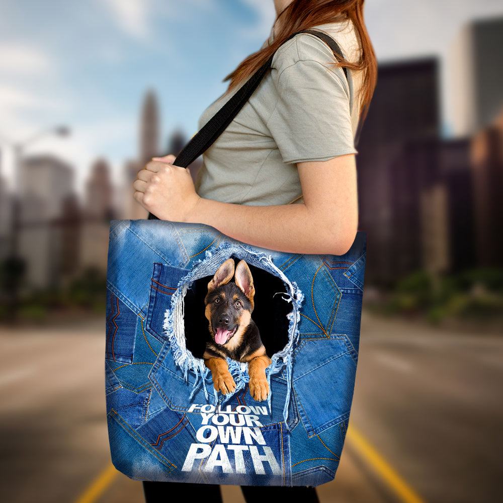 German Shepherd1-Follow Your Own Path-Cloth Tote Bag