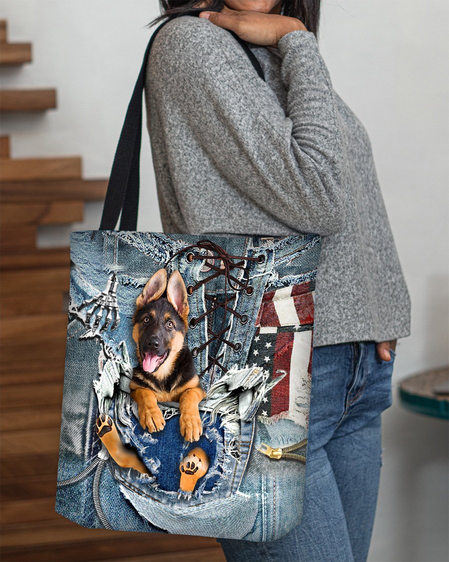 German Shepherd1-Ripped Jeans-Cloth Tote Bag