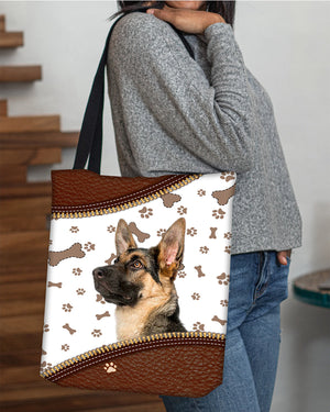 German Shepherd 1-Zipper Texture-Cloth Tote Bag