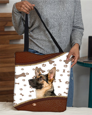 German Shepherd 1-Zipper Texture-Cloth Tote Bag