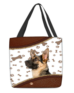 German Shepherd 1-Zipper Texture-Cloth Tote Bag