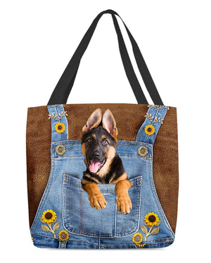 German Shepherd1 And Sunflower-Cloth Tote Bag