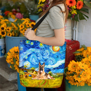 German Shepherd 2-Oil Painting-Cloth Tote Bag