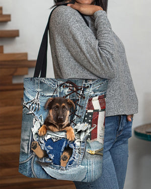 German Shepherd2-Ripped Jeans-Cloth Tote Bag