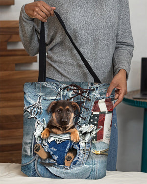 German Shepherd2-Ripped Jeans-Cloth Tote Bag