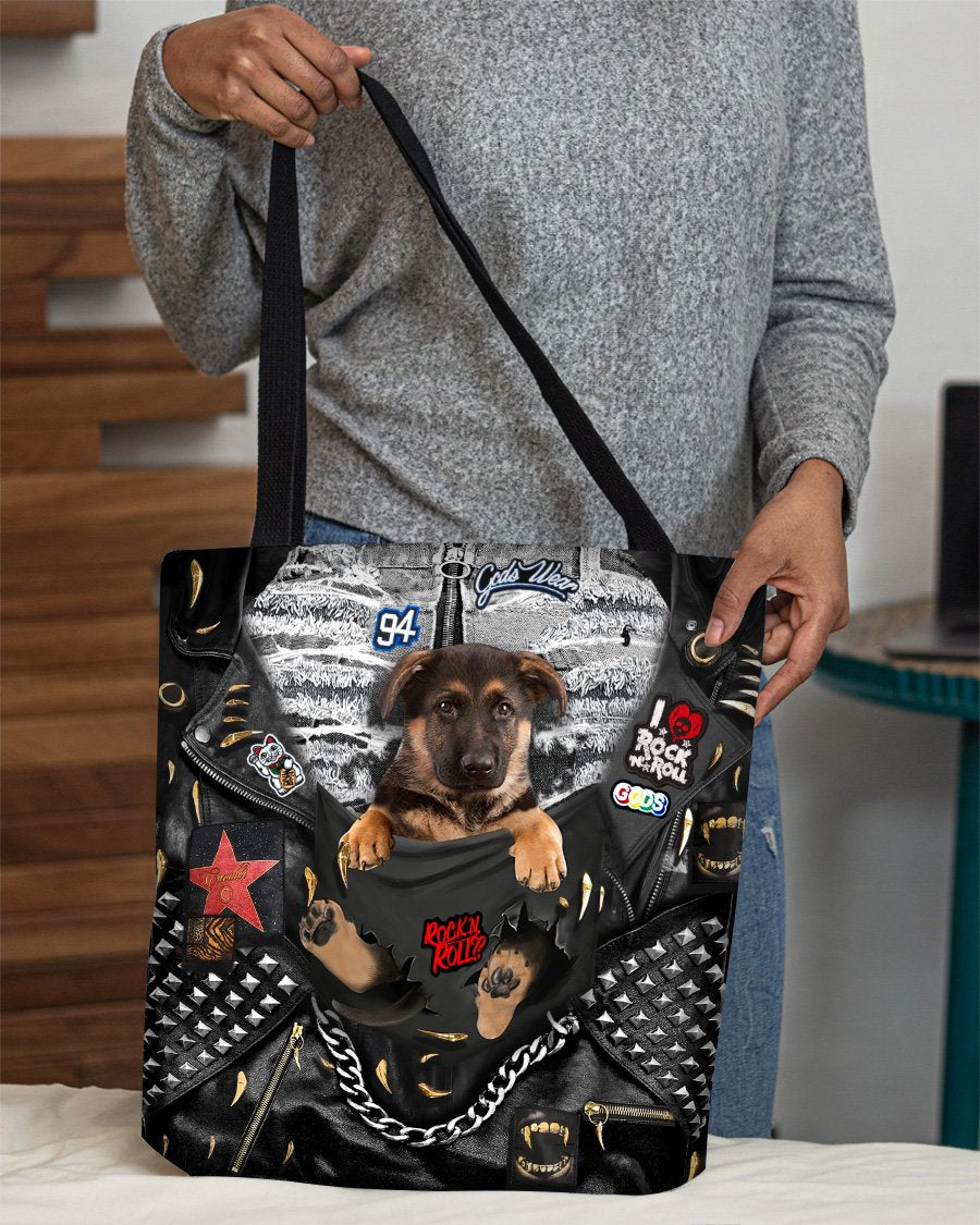 German Shepherd2-Rock Dog-Cloth Tote Bag