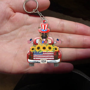 German Shepherd 2-USA Truck Flat Acrylic Keychain