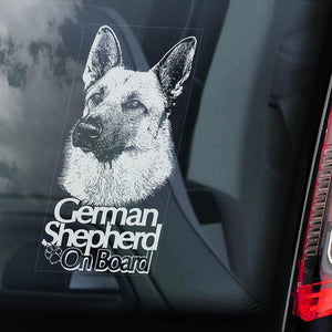 German Shepherd2 on Board-Car Window Sticker-Dog Sign Decal