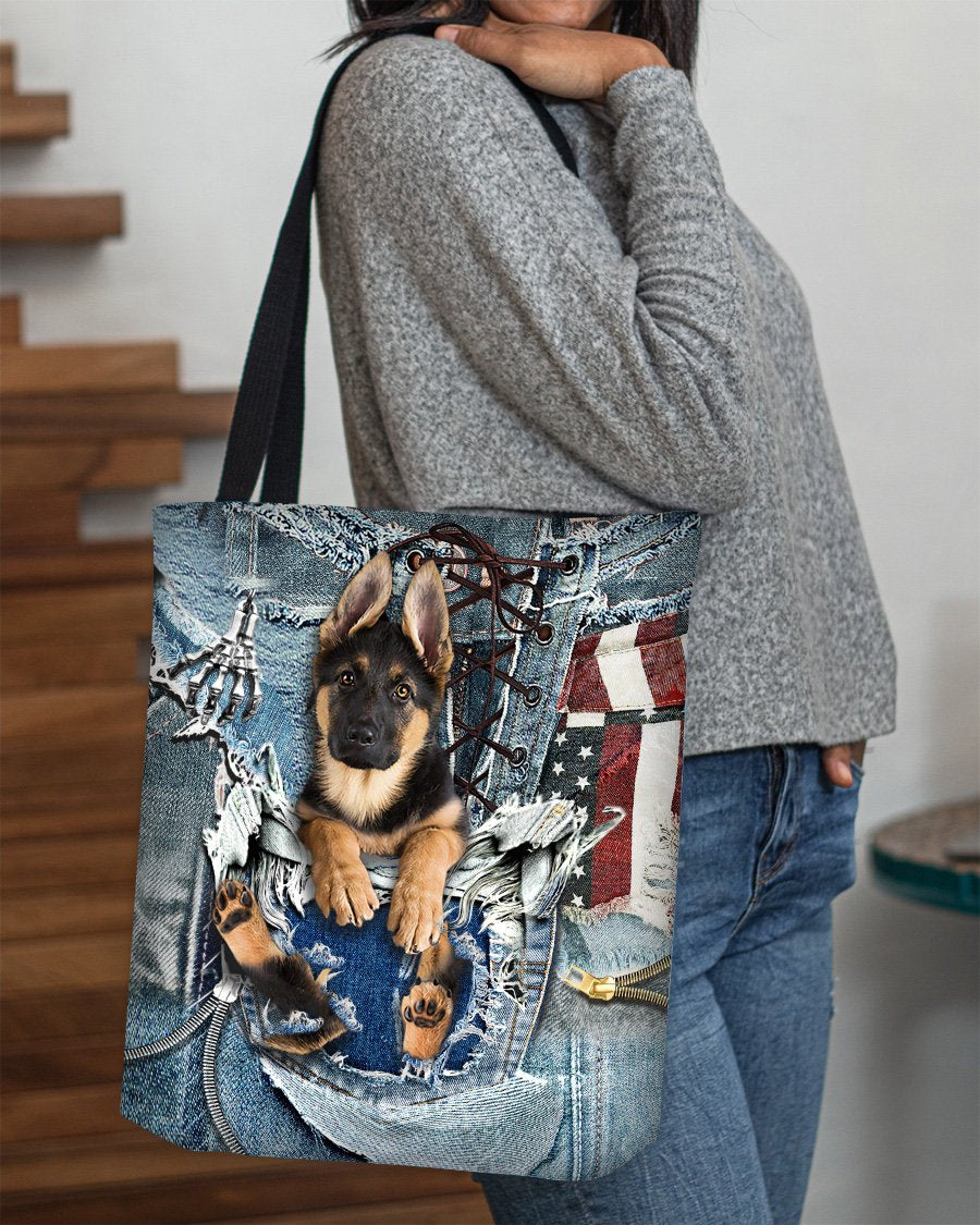 German Shepherd3-Ripped Jeans-Cloth Tote Bag