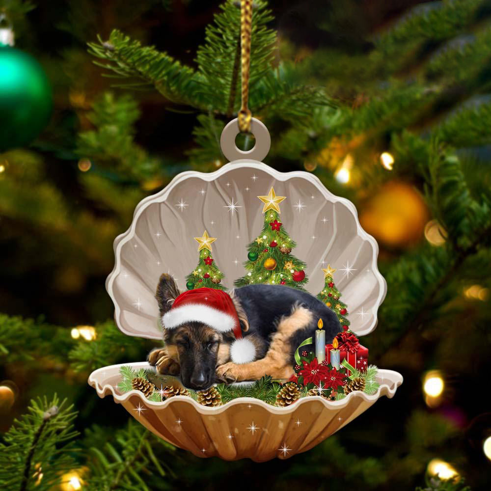 German Shepherd3-Sleeping Pearl in Christmas Two Sided Ornament