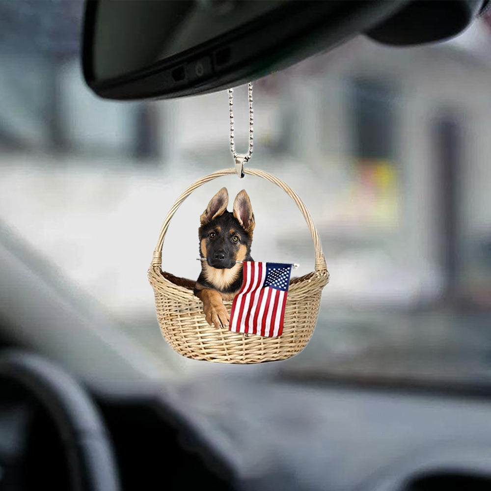 German Shepherd3-With American Flag Two Sides Ornament