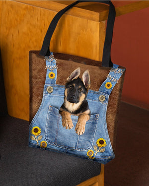 German Shepherd3 And Sunflower-Cloth Tote Bag