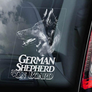 German Shepherd3 on Board-Car Window Sticker-Dog Sign Decal