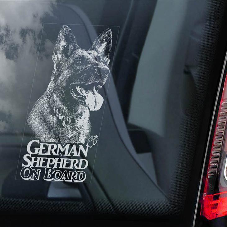 German Shepherd4 on Board-Car Window Sticker-Dog Sign Decal – Bugybox