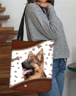 German Shepherd 5-Zipper Texture-Cloth Tote Bag