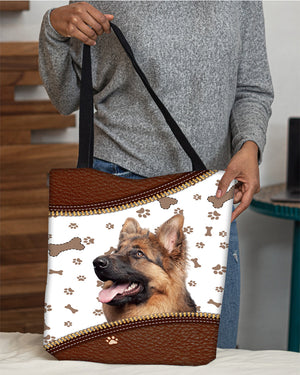 German Shepherd 5-Zipper Texture-Cloth Tote Bag