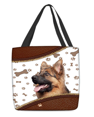 German Shepherd 5-Zipper Texture-Cloth Tote Bag