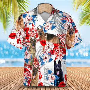 German Shepherd American Flag Hawaiian Shirt