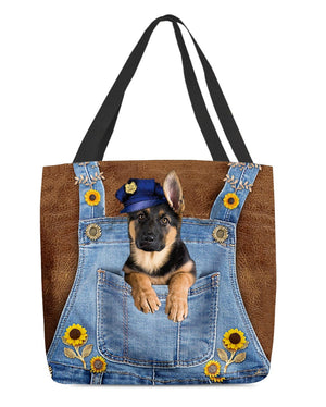 German Shepherd And Sunflower-Cloth Tote Bag