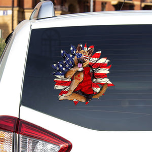 German Shepherd Happy Independence Day Car Sticker