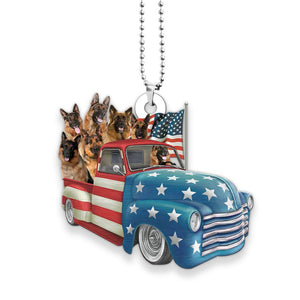 German Shepherd Happy Independence Day Two Sides Ornament