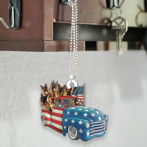 German Shepherd Happy Independence Day Two Sides Ornament