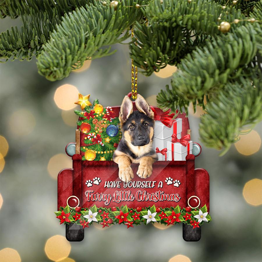 German Shepherd Sit On A Truck-Two Sided Ornament