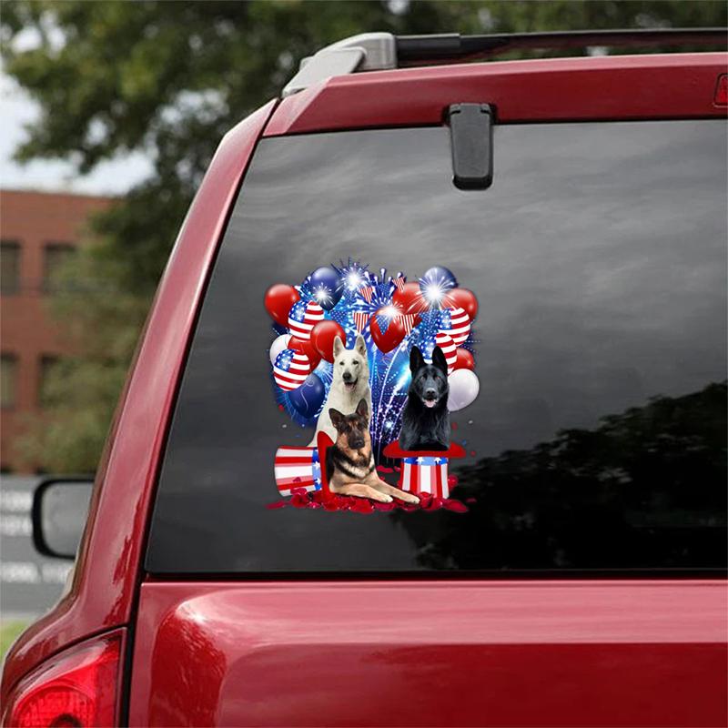 German Shepherd - Fireworks Celebration Car Sticker