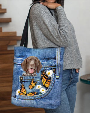 German Shorthaired Pointer-Butterfly Daisies Fait-CLOTH TOTE BAG