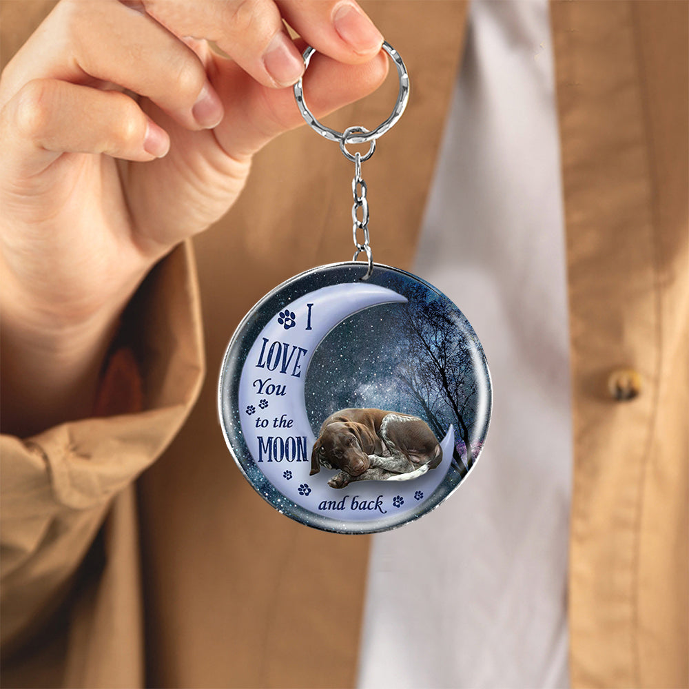 German Shorthaired Pointer Moon Back-Round Resin Epoxy Metal Keychain