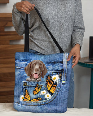 German Shorthaired Pointer-Butterfly Daisies Fait-CLOTH TOTE BAG