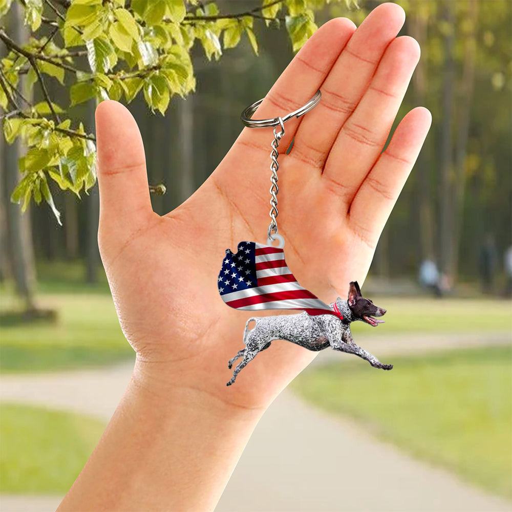 German Shorthaired Pointer-Happy Independence Day Flat Acrylic Keychain