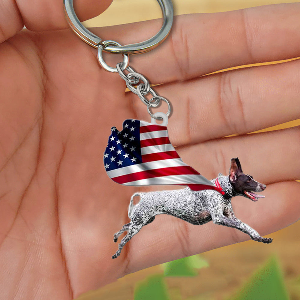 German Shorthaired Pointer-Happy Independence Day Flat Acrylic Keychain
