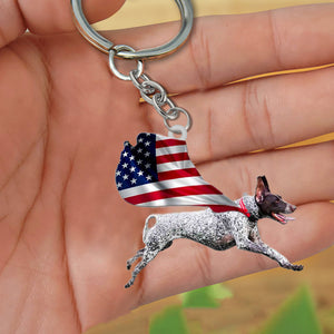 German Shorthaired Pointer-Happy Independence Day Flat Acrylic Keychain